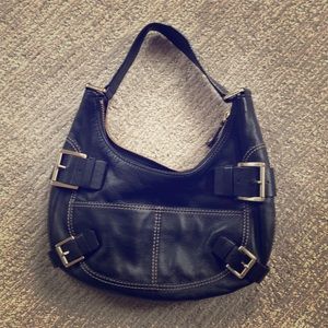 Michael Kors black leather hobo bag